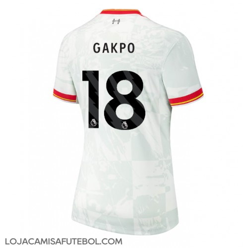 Camisa de Futebol Liverpool Cody Gakpo #18 Equipamento Alternativo Mulheres 2024-25 Manga Curta